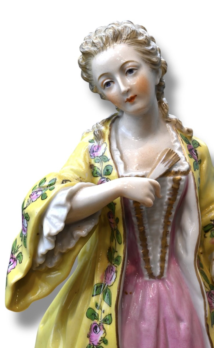 Figura in Porcellana Policroma Ispirata alla Contessa du Barry - Francia XIX Secolo-photo-4